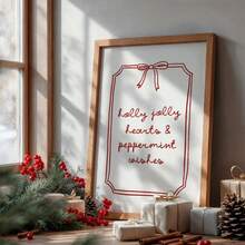 1pc Frameless Christmas Quote Preppy Cute Holiday Wall Art Dorm Bedroom Apartment Decor Back To School Funky Posters Dorm Essentials - Multi-color - View 4