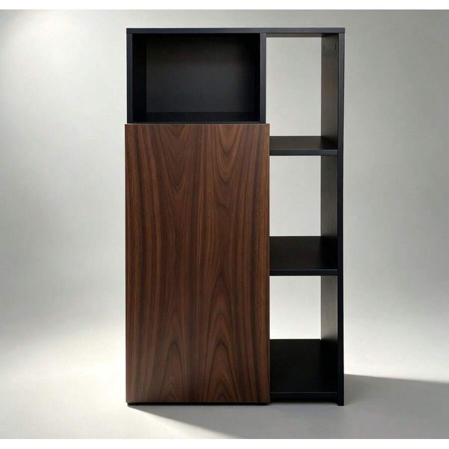 Alacena Organizadora Despensero para Cocina y Hogar, Mueble de Almacenamiento Independiente con Puerta, 3 Cajones y Estantes Ajustables, Melamina Resistente - negro parota - Ver 1
