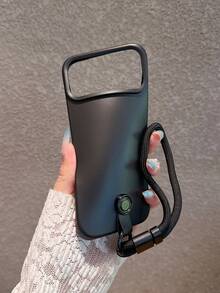 Minimalist Dopamine Black Phone Case + Wrist Strap Compatible With IPhone 18 Pro Max/18 Pro/18/17 Pro Max/17 Pro/17 Air/17/16 Pro Max/16 Pro/16/16 Plus/15/15 Pro Max/15 Pro/15 Plus/11/12/13/14 Pro Max/11 Pro/11 Pro Max/12 Pro/12 Pro Max/13 Pro/13 Pro Max/14 Pro/14 Pro Max/14 Plus Soft Shell Creative Unisex - Black + Hand Strap - View 8
