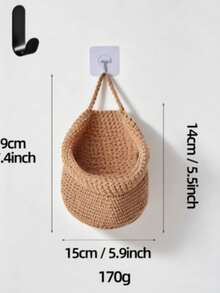 2-3PCS Hanging Woven Basket Set With 3 Sizes, Boho Cotton Rope Crochet Wall Hanging Storage Baskets With Hanging Loops, Decorative Multipurpose Space Saving Wall Organizer For Bathroom Bedroom Living Room Kitchen Entryway Plants Towels Keys - Khaki - View 11