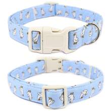 Light Blue & White Goose Print Dog Collar, Puppy Collar Pet Collar With Quick Release Buckle, Adjustable Comfortable Dog Collar For Female, Male, Small, Medium And Large Dogs, Perfect Gift For Your Furry Friend - Blue - View 12