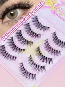 5 Pasang Bulu Mata Palsu Cat Eye Bervolume Penuh, Bulu Mata Palsu Mink Tebal dan Lembut, Bulu Mata Palsu Pengangkat Mata Dramatis, Bulu Mata Palsu yang Nyaman dan Dapat Digunakan Kembali untuk Riasan Panggung Malam Hari - Hitam - View 1