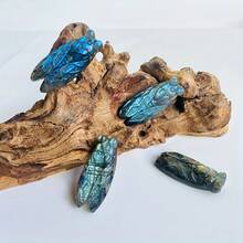 1pc Labradorite Stone Cicada Sculpture, Elegant Design Natural Stone Animal Statue, Gemstone Decor, Special Crystal Ornament, Suitable For Home And Party Decoration, Desktop Accessory - Multicolor - View 12