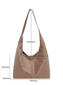 Women's New Fashion Design Large Tote Bag, Shoulder Bag, Textured Handbag - Khaki - View 2