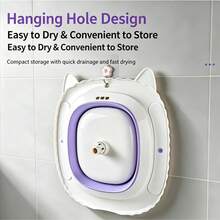 Foldable Sit-In Bath Basin / One-Touch Drainage / Maternity & Postpartum Care / Toilet Private Area Cleaning Basin / Bedside Toilet Bath Basin / PP+TPR Material - Purple - View 4
