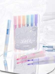 6/12pcs Scented Glitter Highlighters, Shiny Colored Highlighter Pens, Aesthetic Stationery, For Drawing, Journal, Key Marking, Students, Journal Lovers - Highlighter - View 8