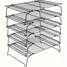 1/2/3/4/5 Tier Stainless Steel Cooling Rack Set, Kitchen Baking Tools, Small Kitchen Gadgets, Multi-Functional Storage Rack - Non-Stick, Stackable, Suitable For Oven, Baking And Cooking - Easy To Clean, Durable Kitchen Essential, Holiday Gift - Black - View 14