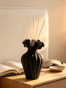 1pc Decorative Reed Diffuser Bottle With Wavy Pleated Edge And Twisted Body Design, Refillable Empty Bottle With Diffuser Sticks, Home Fragrance Decor For Kitchen, Living Room, Bedroom, Bathroom, Vanity, Tabletop Centerpiece, Housewarming Gift - A - View 10