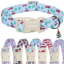 1pc Cartoon Christmas Tree Printed Collar, Soft Adjustable Dog Collar With Quick Release Safety Buckle, Adjustable Strap, Zinc Alloy DRing, Holiday Christmas Pet Collar For Small, Medium & Large Dogs And Cats, Festival Gift For Boy & Girl Pets - Green - View 4