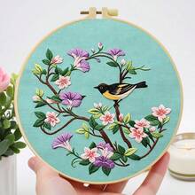 Embroidery Set, 20x20cm/7.9x7.9 Inches, Birds And Flowers, 2D Flat Printing Handmade DIY Beginner Embroidery Set, Including Embroidery Cloth,Instruction Manual,Embroidery Frame And Needle And Thread, Handmade Artwork As A Gift For Friends Or Famil - 20x20cm/7.9x7.9 In - View 12