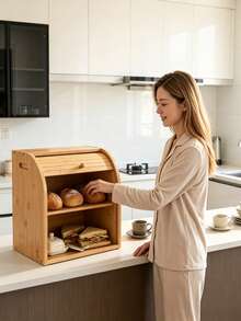 Bamboo Bread Box [Upgraded Version]