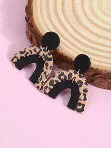 New Geometric Pattern Leopard Print Earrings, Perfect For Autumn/Winter Wear, Elegant And Fashionable - Multicolor - View 6