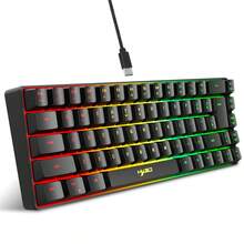 HXSJ New Thin Film Wired Game Keyboard USB-C Key Cable Separation 68 Key RGB Backlight Suitable For Home Games, Office, Black And White The Keyboard Is Wired Only - View 12