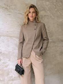 Women's Casual Commute Long Sleeve Single-Breasted Blazer - Khaki - View 1