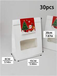 4pcs/15pcs/30pcs Christmas Themed Stand-Up Window Treat Bags, Thick White Card, Candy Biscuit Snack Holiday Gift Pouches - View 13