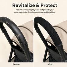 1pc Breathable Mesh Black Baby Stroller Handle Cover/Stroller Handle Grip, Children Stroller Handle Anti-Slip Protective Cover, Removable Washable Grip Protection, Washable Wear-Resistant Easy To Clean, Universal Fit - Black - View 5
