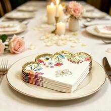 20/40/60pcs Floral Butterfly Golden-Embossed Napkins With Ruffled Edges Disposable Elegant Napkins For Birthday BabyShower Spring Tea Party Decorations Wedding Decorations - Multicolor - View 5