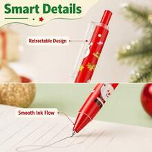 20pcs Christmas Theme Retractable Ballpoint Pen Set, 0.5mm Black Ink, 10 Random Pens + 10 Replacement Refills, Suitable For School And Daily Office Stationery, Christmas Holiday Gift - Multicolor - View 8