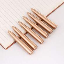 1/2/3pcs Realistic Bullet-Shaped Ballpoint Pen, Creative Bullet Head Model Fun Pen 0.7mm, Personalized Gift Stationery For Boys, Realistic Bullet Head Design, Atomic Bomb Appearance, Metal Bronze Texture, Hardcore Eye-Catching Style, Military Enthusiasts Love, Novel And Fun, Pull-Off Cap Design, Remove Bullet Head Cap To Write, Cap Protects Pen Tip, Convenient For Storage And Carrying - A - View 6