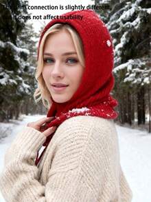 Knitted Balaclava Drawstring Face Mask Winter Warm Hood - A - View 16