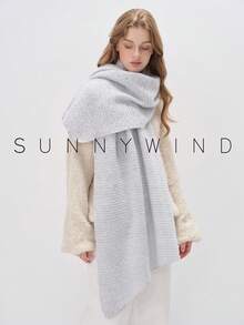 1pc Women's Solid Color Polyester Fashion Soft Knit Scarf For Daily Use - White Ash - View 6