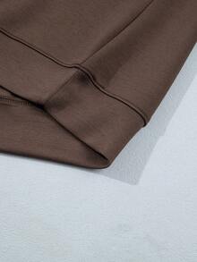 Acelitt Autumn/Winter Casual Crew Neck Loose Camouflage Patchwork Sweatshirt, Soft Fleece Fabric, Suitable For Daily Streetwear - Coffee Brown - View 8