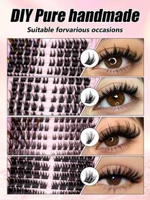 MEM 352 Pieces Of Black Cluster Single-Layer False Eyelashes, Soft DIY Eyelash Extensions, Curled Type (9-16mm), Can Create A Dense Or Full Look, Suitable For Home Use, Daily Wear, Weddings, Dates, Parties, Holidays, Travel, Perfect For Halloween - D - View 5