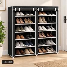 Zapatera Portátil Grande 8057 para 36 Pares, Organizador de Calzado de 6 Niveles con Doble Compartimento y Cubierta Antipolvo, Disponible en 4 Colores - Ver 6