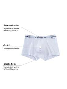 Norcotton 4pcs Pure Cotton White Men's Underwear Fashion Letter Waistband Boxer Briefs - White - View 3