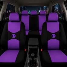 Car Seat Covers Star & Moon Design, All-Season Fabric Full Coverage Seat Covers, Breathable Non-Slip Seat Cushions, Universal For 5-Seater Sedan, SUV, Compact Car - Flat Print - View 2