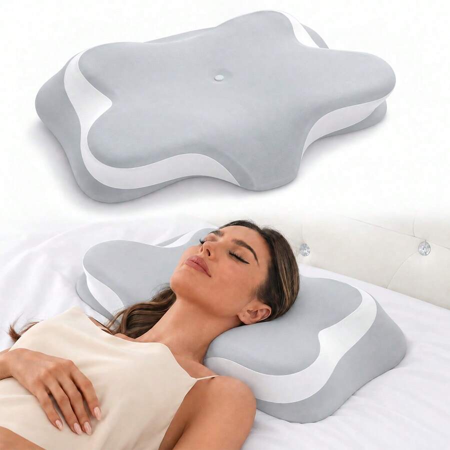 Bantal Kupu-kupu Busa Memori, Bantal Serviks, Bantal Leher Ortopedi Ergonomis