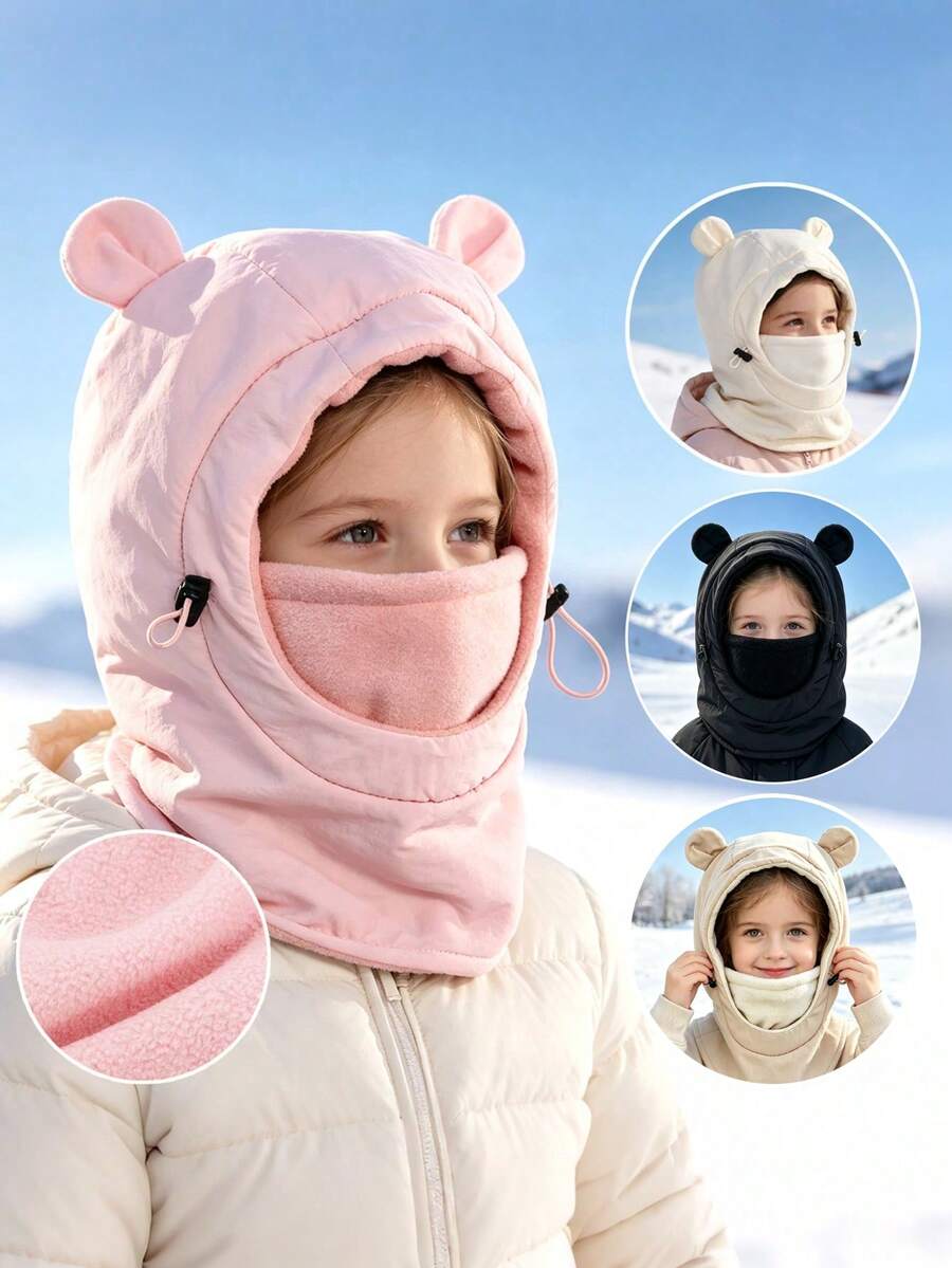 Children's Pullover Hat, Outdoor Skiing Hat, With Ear And Neck Protection, Cute Ear One-Piece Hat, Unisex, Autumn/Winter Style - Multicolor - View 1