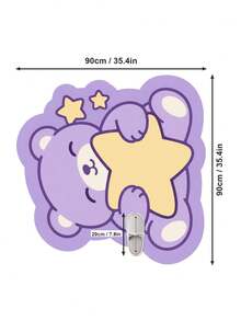 1pc Bear Hugging Star Shaped Area Rug, Lilac Butter Yellow Pastel Novelty Floor Mat, Soft Plush Character Shape Design, Lands Foot Of The Bed, One For New Parents, Warms A Cold Nursery Floor, Kids Room Refresh - Purple - View 10