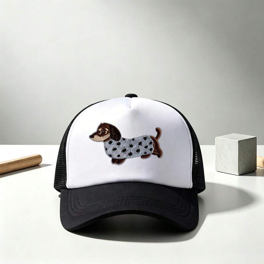 1pc Unisex Dog Print Fun Sponge Mesh Trucker Hat Baseball Cap , Suitable For Daily Use, Travel, Hiking, Mountain Climbing, Beach Vacations