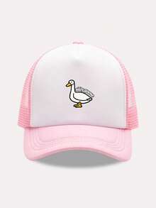 1pc Women's Breathable Mesh Trucker Cap, Cute Animal Goose Printing Baseball Hat, Adjustable UV Protection Summer Beach Sun Hat - Multicolor - View 8