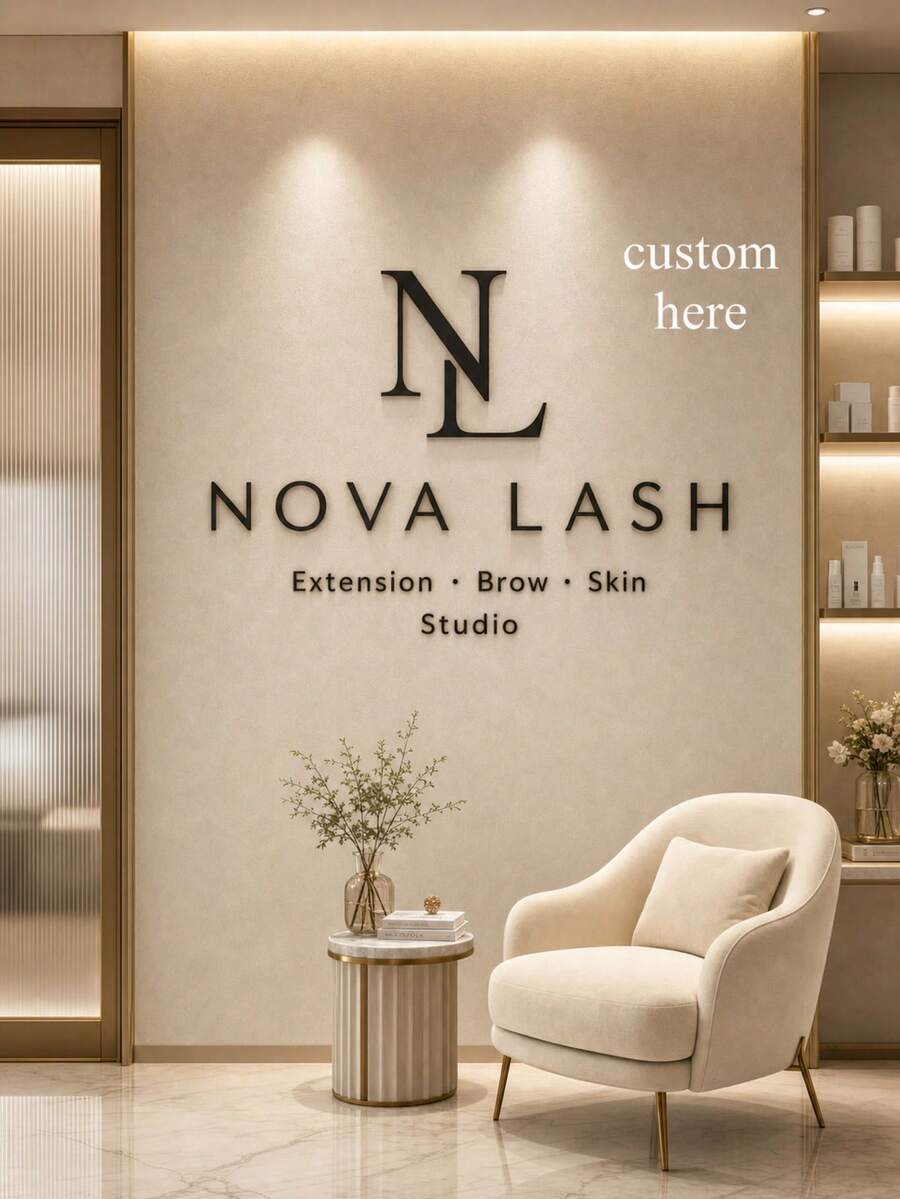 Personalized Custom Acrylic Laser-Cut Salon Signs, Commercial Studio Boutiques, Customizable Logos And Names, Eyelash Beauty Salon Display Decorations, Nail Salon And Clothing Store Signs, Pure Acrylic Studio Signs, Decorative Highlights. - Multicolor - View 1