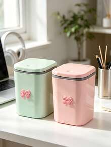 Mini Desktop Trash Can With Lid-Featuring A Butterfly-Themed Design And A Detachable Lid. Suitable For Use In The Home, Office, Kitchen, Vanity, Dining Room, Or Living Room. An Ideal Gift For Family And Friends For Holidays, Birthdays, Or Christmas. - Multicolor - View 9