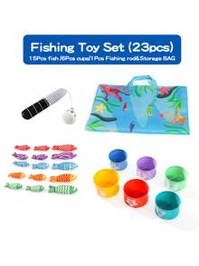 Set Mainan Memancing Anak, Cangkir Susun Pencocokan Angka dari Kain Tanpa Magnet, Alas Permainan Lipat dan Dapat Disimpan, Mainan Ikan Lengket Interaktif untuk Edukasi Dini, Hadiah Pencerahan untuk Merangkak bagi Anak Laki-laki dan Perempuan, Thanksgiving, Natal, Ulang Tahun Bayi, Ulang Bulan Pertama, Set Hadiah Kejutan Ulang Tahun Pertama (Warna Aksesori Acak) - MultiWarna - View 16
