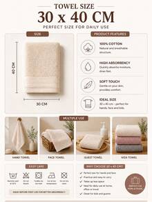 Excellent Set Of 6 Hand Towels / Kitchen Towels – 40 * 30 Cm - Champagne - View 3