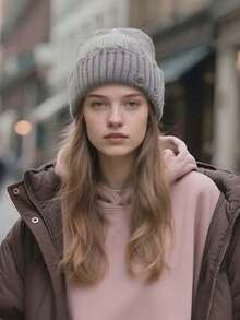 1pc Unisex Warm Windproof Distressed Ripped Knit Beanie (Y2K/Grunge/Street/Hip-Hop Style) - Suitable For Outdoor Sports (Skiing/Cycling) And Daily Casual Wear, Combining Fashion And Comfort, Breathable Chunky Ribbed Knit Design, Simple Solid Color Versatile, Essential Item For Autumn, Winter And Spring - Multicolor - View 2