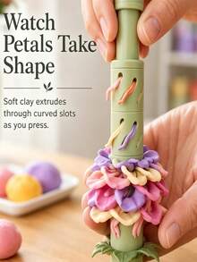 DIY Clay Flower Making Kit, Modular Stackable Flower Tower Mold Set, For Handmade 3D Floral Crafts, Creative Art Supplies, Suitable For Home Decor And Craft Projects, Easy-Press Design For Multi-Layer Clay Flowers, Perfect Gift For Craft Enthusiasts - Multicolor - View 4