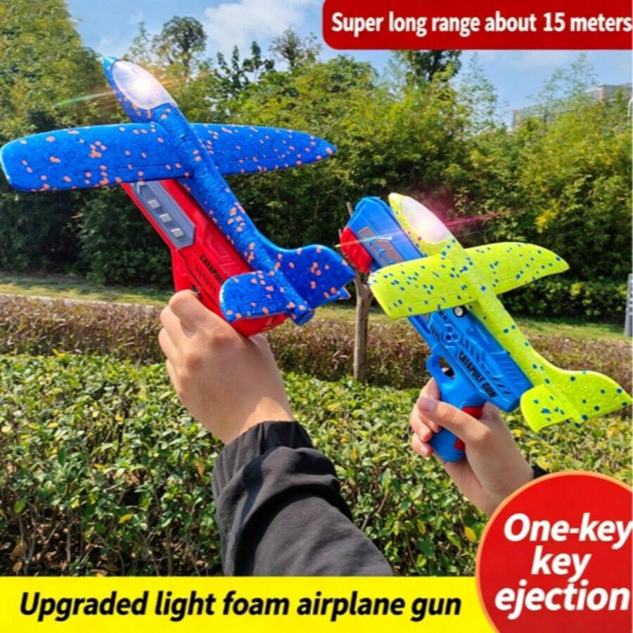 1pc Outdoor Interactive Foam Glider Launcher, Jet Plane, Airplane Supplies, Airplane Toy, Airplane (No Light Model)