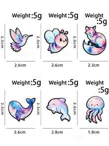 6pcs Dreamy Starry Sky Animal Metal Badge – Cute Cartoon Brooch, Creative Bag Accessory, Student Gift, Christmas Gift Brooch - Multicolor - View 6