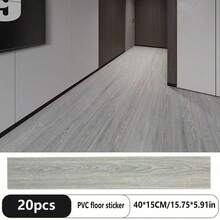 20pcs Faux Wood Grain Pattern Self-Adhesive Flooring PVC Tiles, Thick Wear-Resistant Waterproof Floor Stickers For Cement Floor, Rental Home Indoor Use - Floor Decals - View 13