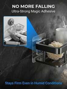 2 Pieces Bathroom Shelf Set, No-Drill Wall-Mounted Storage Rack, Suitable For Toilet, Shower And Bathroom Walls, Space-Saving, Can Store Shampoo And Conditioner, Corrosion-Resistant Polished Metal Bathroom Storage Rack, Suitable For Bathroom, Vanity, Shower And Kitchen, Suitable For Storing Body Wash, Shampoo And Cosmetics - Multicolor - View 3
