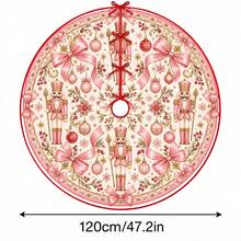 1pc Pink Nutcracker Soldier Pattern Christmas Tree Skirt, Elegant Color Holiday Decor, 5 Sizes, Unisex Holiday Gift, Suitable For Home And Party Christmas Home Decoration - Pink Nutcracker Soldier - View 15