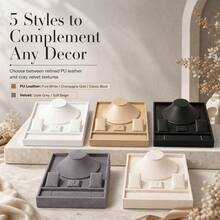 1pc Velvet/PU Leather Jewelry Storage Combination Set, Velvet Jewelry Tray, Jewelry Store Ring Bracelet Necklace Earring Multi-Use Rack, Jewelry Travel Storage Display Box, Suitable For Necklace, Bracelet, Earring, Ring Storage And Protection (5 Colors) - Multicolor - View 5
