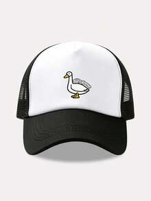 1pc Women's Breathable Mesh Trucker Cap, Cute Animal Goose Printing Baseball Hat, Adjustable UV Protection Summer Beach Sun Hat - Multicolor - View 7