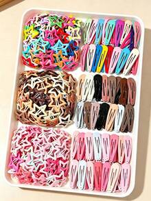 60/30/2pcs Star & Teardrop Snap Hair Clips, Cute Colorful Metal Hair Clips For Women, Non-Slip, Suitable For Fine & Thick Hair, Styling Accessory - Multicolor - View 2