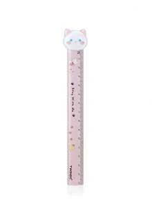 1pc Cute Cat & Dog Cartoon Animal Shaped 15cm Ruler With Fuzzy Ball, Wavy Line Scale, Adorable Stationery,Rulers, Back To School - Multicolor - View 16